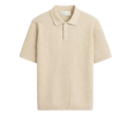 Ribbed Knit Polo – Sand