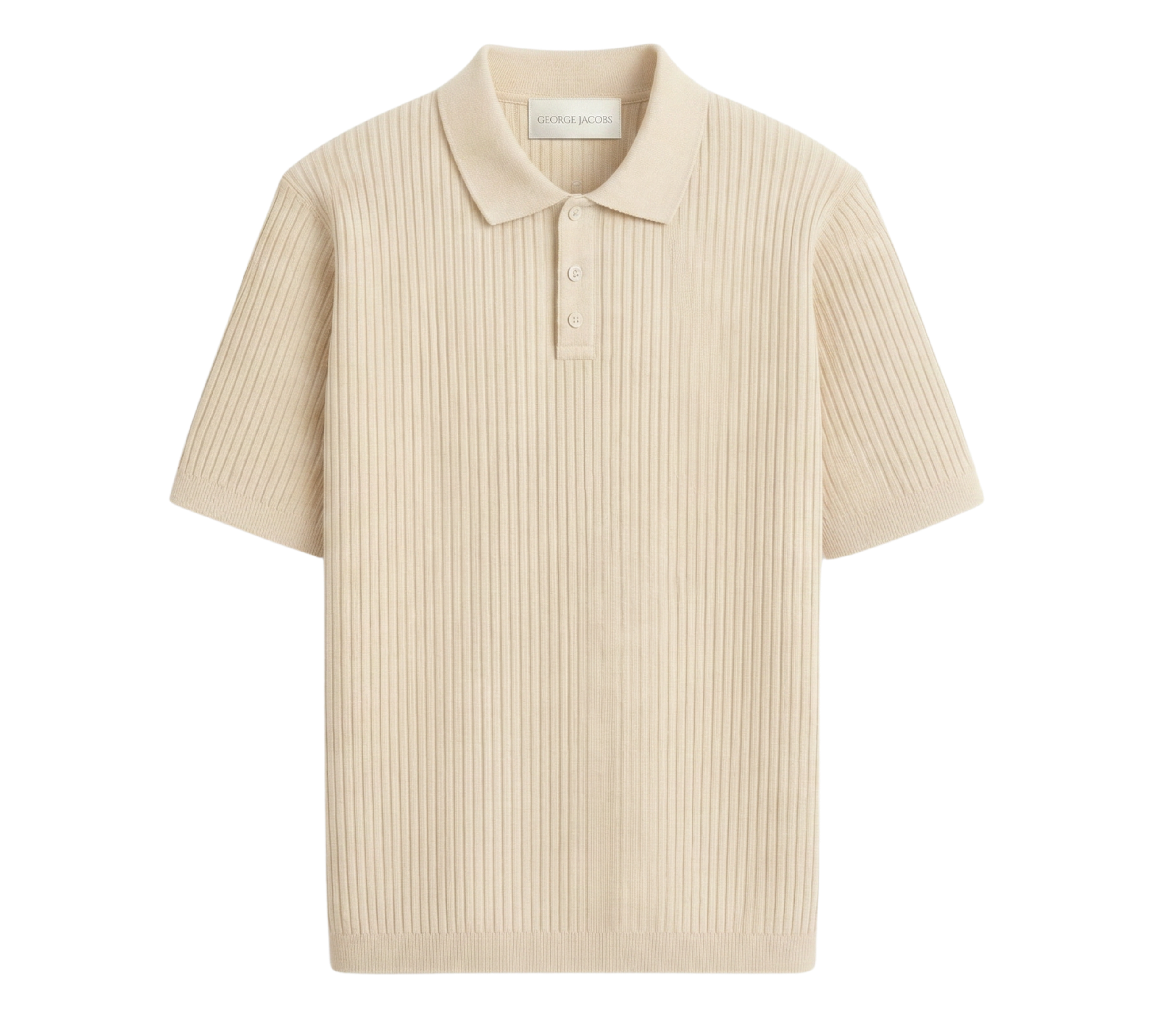 Ribbed Knit Polo – Sand