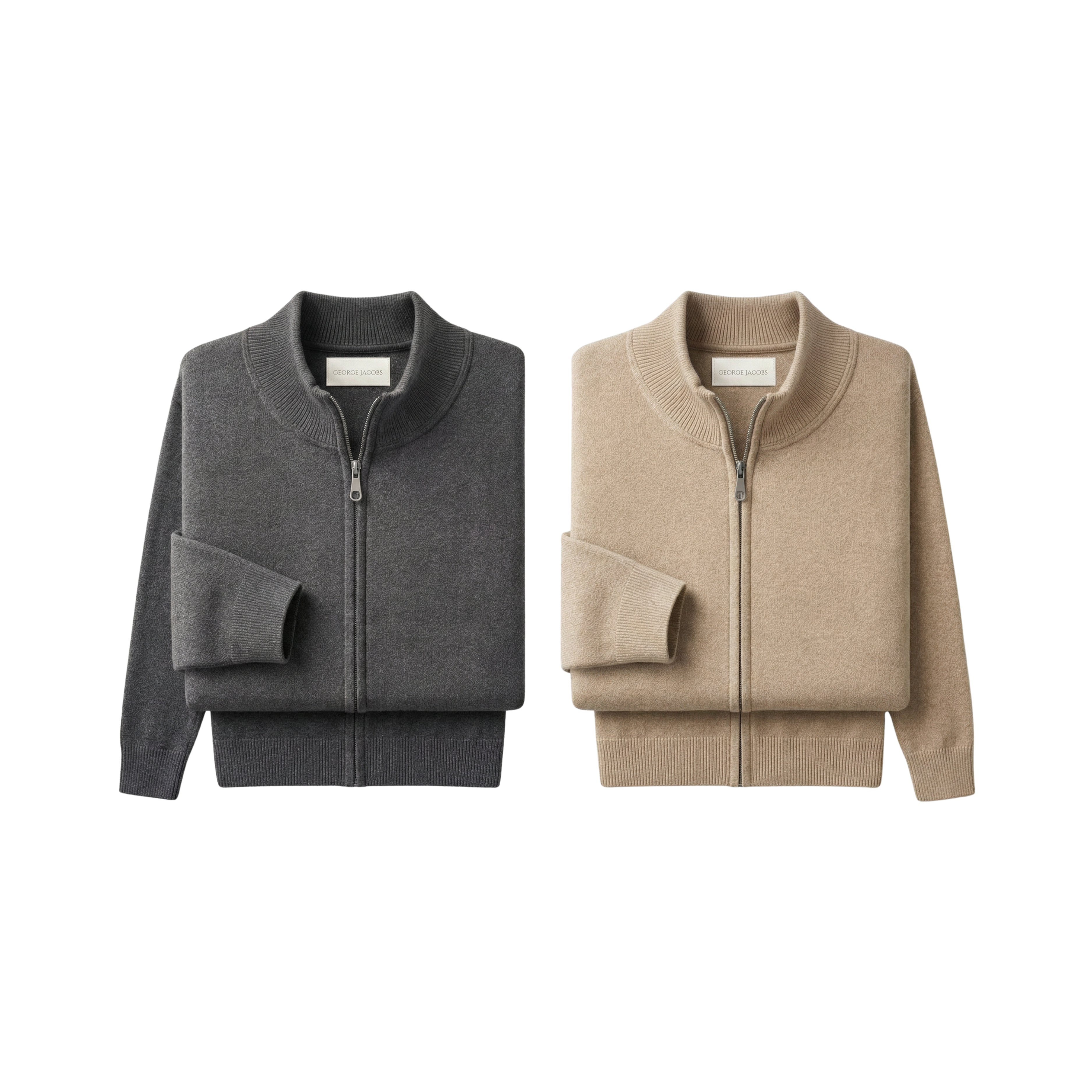 Zip Knit Jacket – Stone / Charcoal