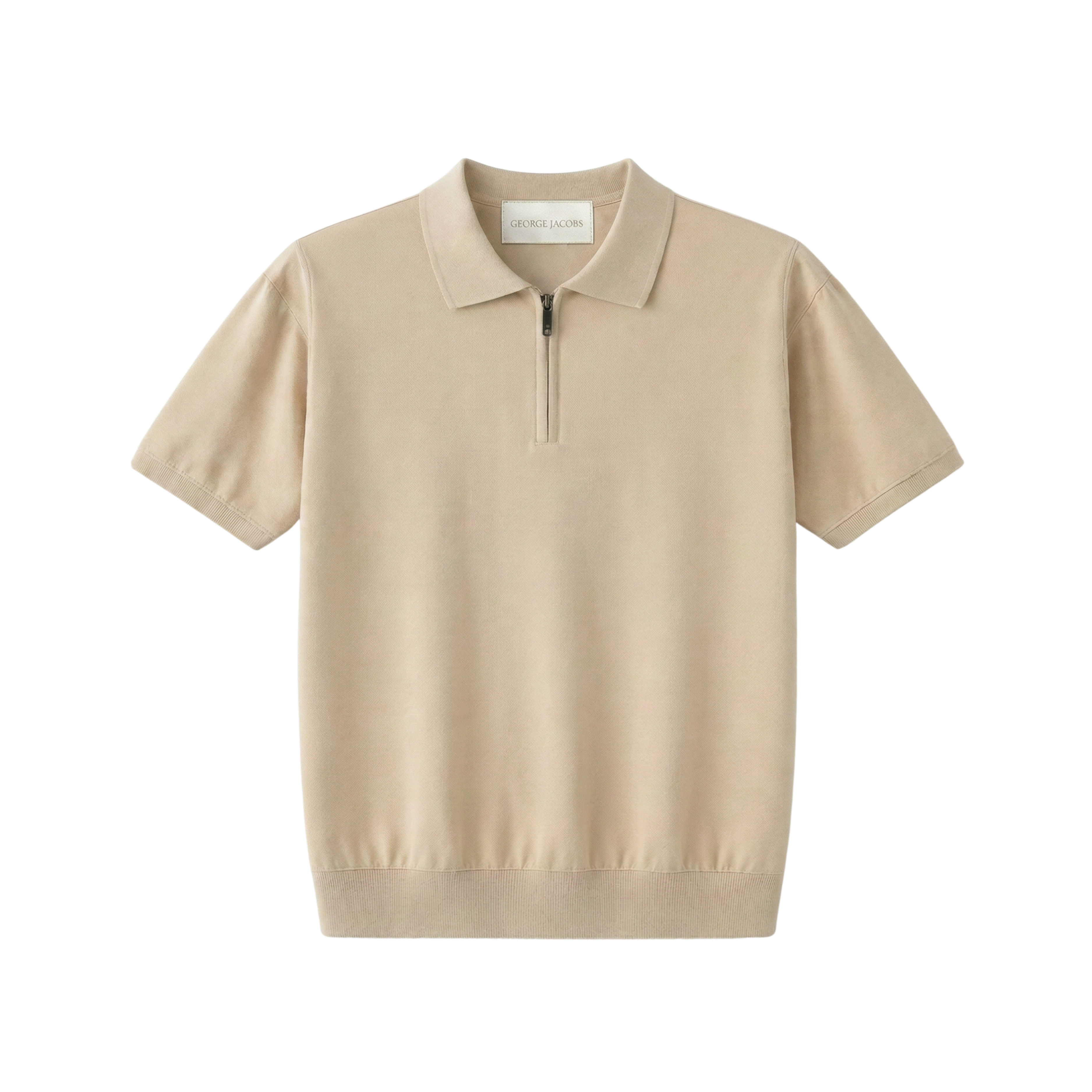 Zip Polo Shirt – Beige
