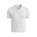 Textured Knit Polo – White
