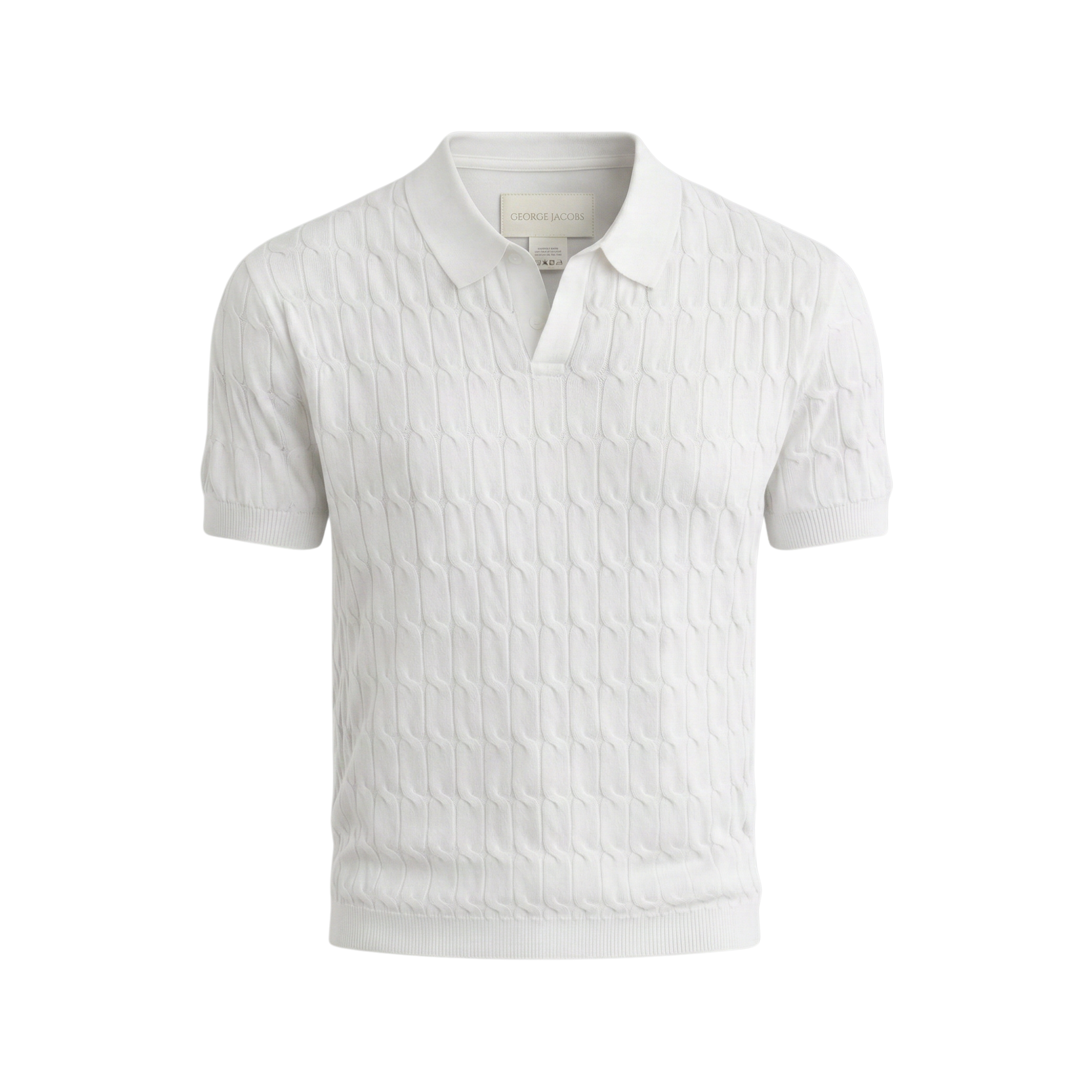 Textured Knit Polo – White