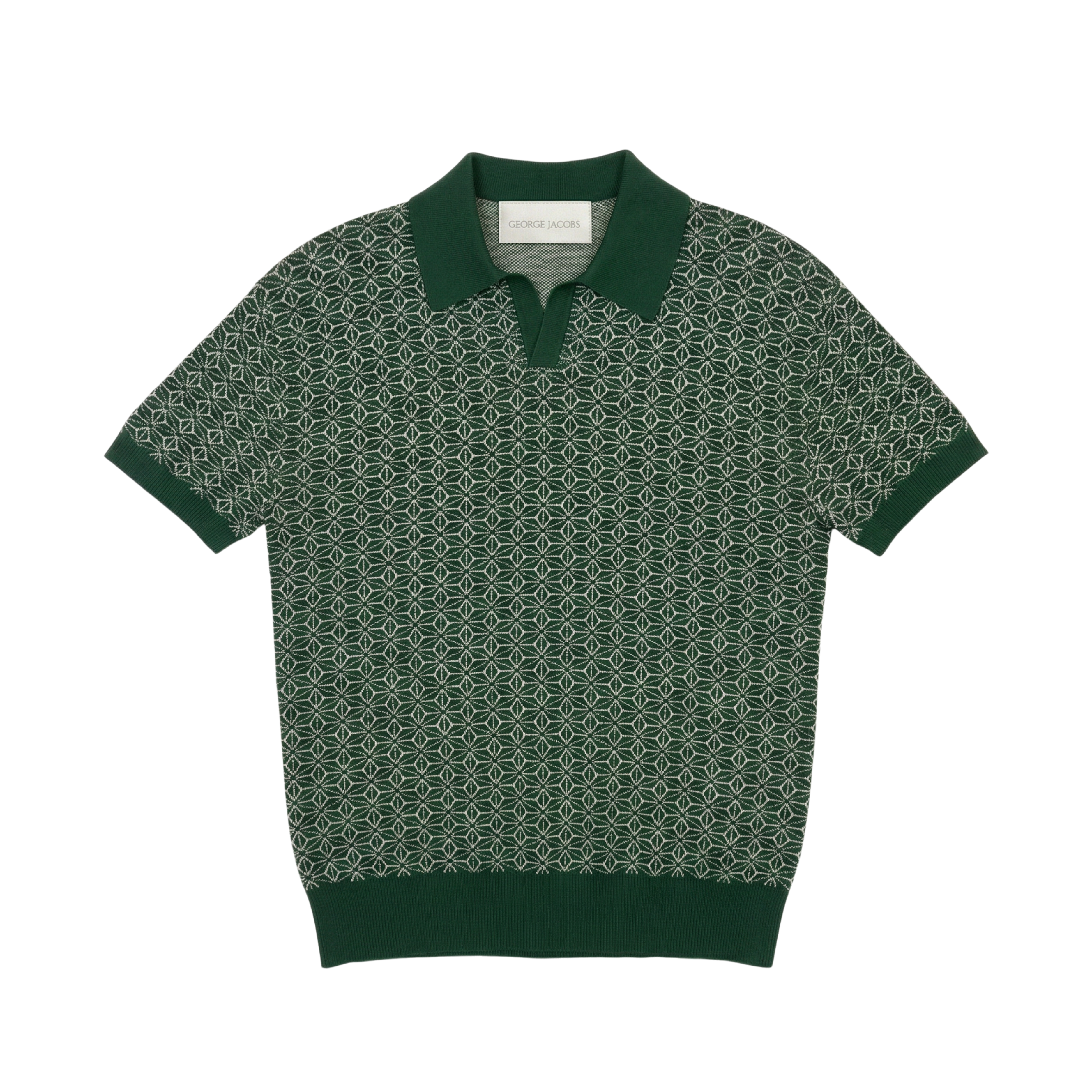 Pattern Knit Polo – Forest